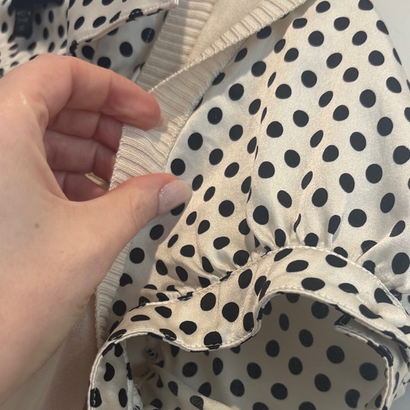 Bebe Beige and Black Polka Dot Blouse - Picture 2 of 5